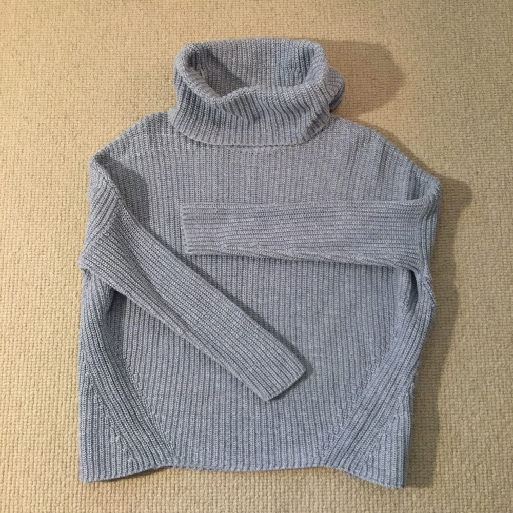 Lou & Grey Wool Cowl Neck Sweater, Baby Blue